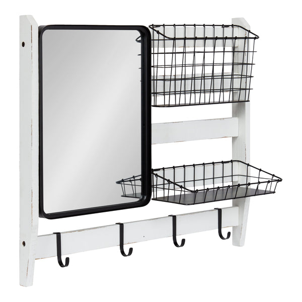 kate & laurel Tanner Wall Organizer with Mirror and Hooks