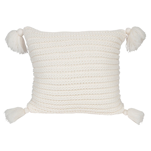 Kate & Laurel Tassey Large Knit Pillow Cover With Tassels
