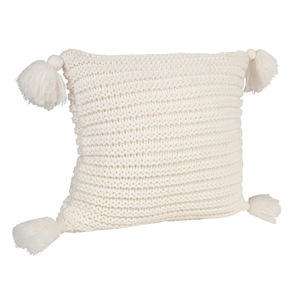 kate & laurel Tassey Large Knit Pillow Cover with Tassels