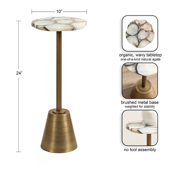 Kate & Laurel Tira Wavy Organic Stone And Metal Table