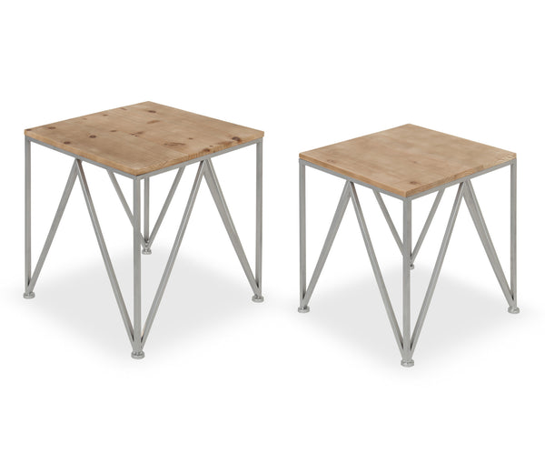kate & laurel Uzma 2-Set Nesting Metal/Wood End Tables