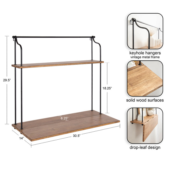 Kate & Laurel Walters Wood And Metal Folding Floating Desk