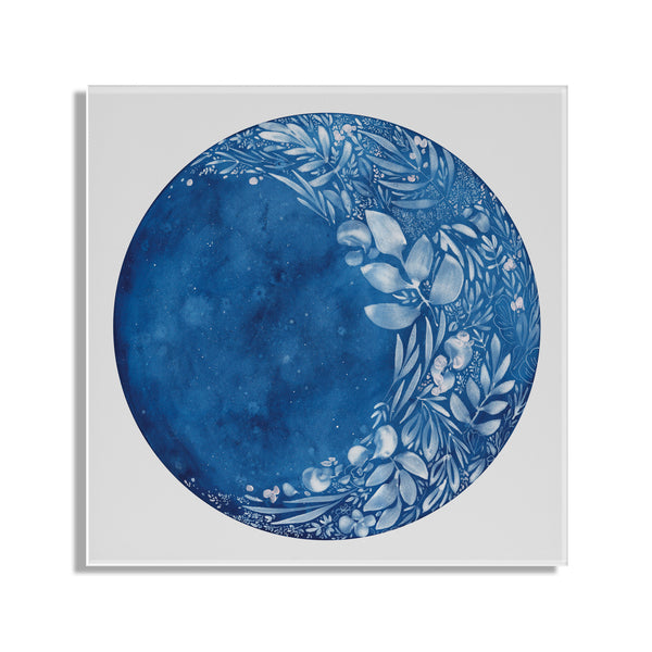 Kate & Laurel Waxing Flower Moon Floating Acrylic Art By Ingrid Sanchez Of CreativeIngrid