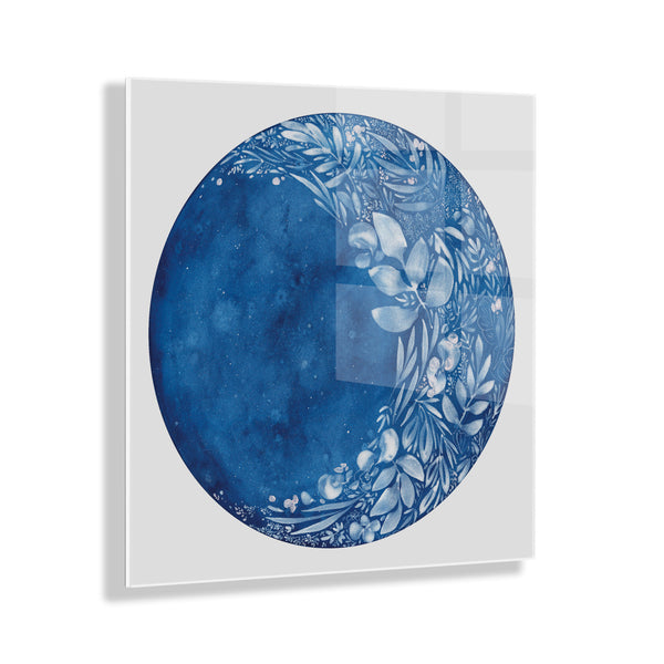 kate & laurel Waxing Flower Moon Floating Acrylic Art by Ingrid Sanchez of CreativeIngrid