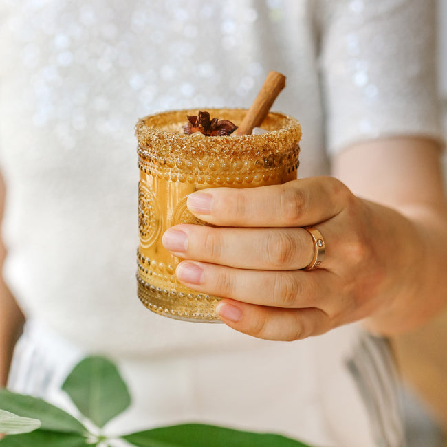 Kate Aspen 10 Oz. Hobnail Beaded Floral Amber Drinking Glasses (Set Of 6)