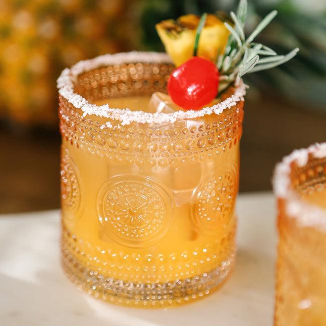 Kate Aspen 10 Oz. Hobnail Beaded Floral Rose Gold Drinking Glasses (Set Of 6)