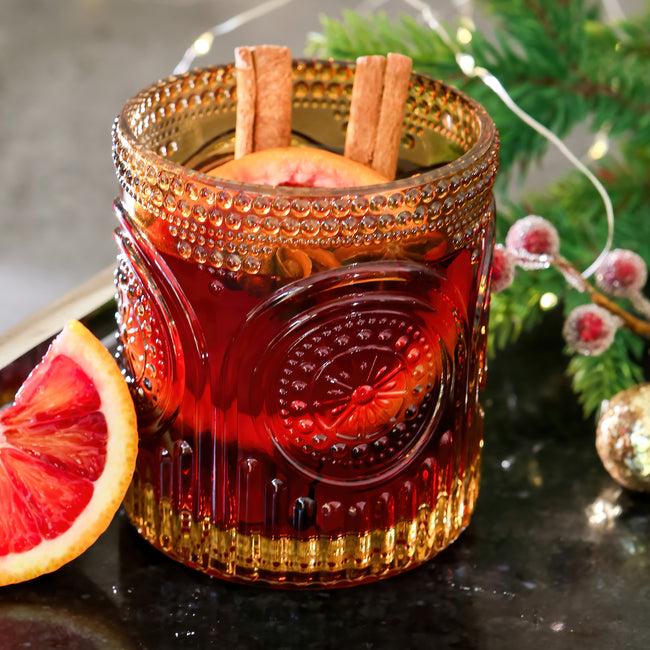 Kate Aspen 10 Oz. Ribbed Retro Arch Floral Amber Drinking Glasses (Set Of 6)