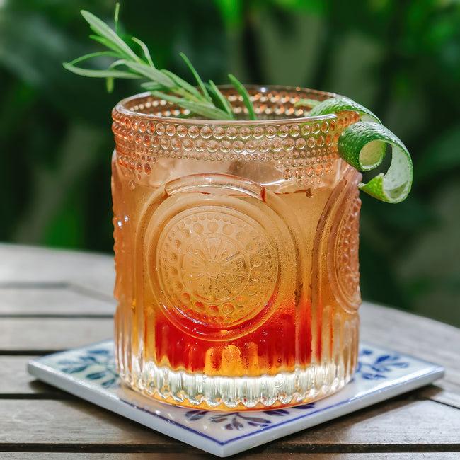 Kate Aspen 10 Oz. Ribbed Retro Arch Floral Rose Gold Drinking Glasses (Set Of 6)