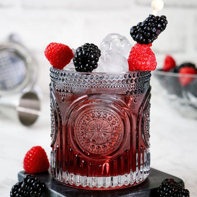 Kate Aspen 10 Oz. Ribbed Retro Arch Floral Smoke Grey Drinking Glasses (Set Of 6)