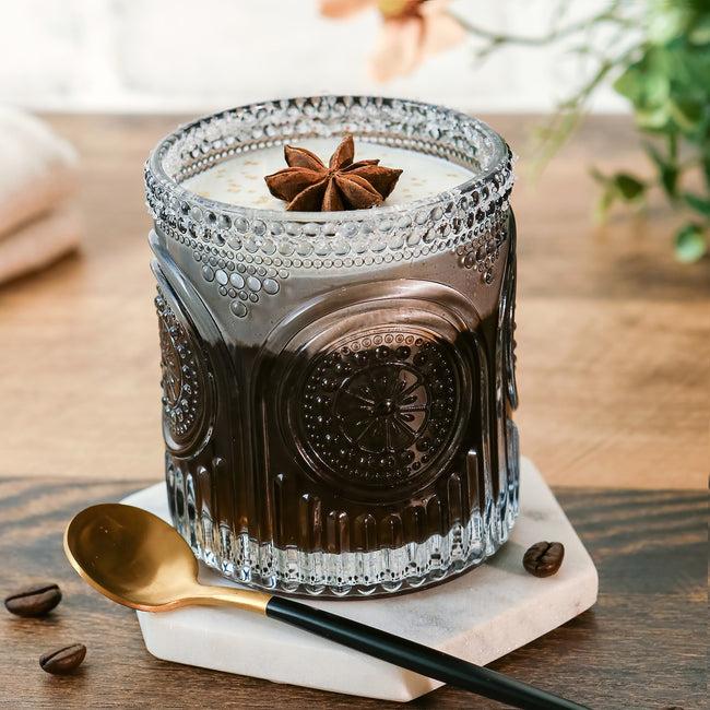 Kate Aspen 10 Oz. Ribbed Retro Arch Floral Smoke Grey Drinking Glasses (Set Of 6)