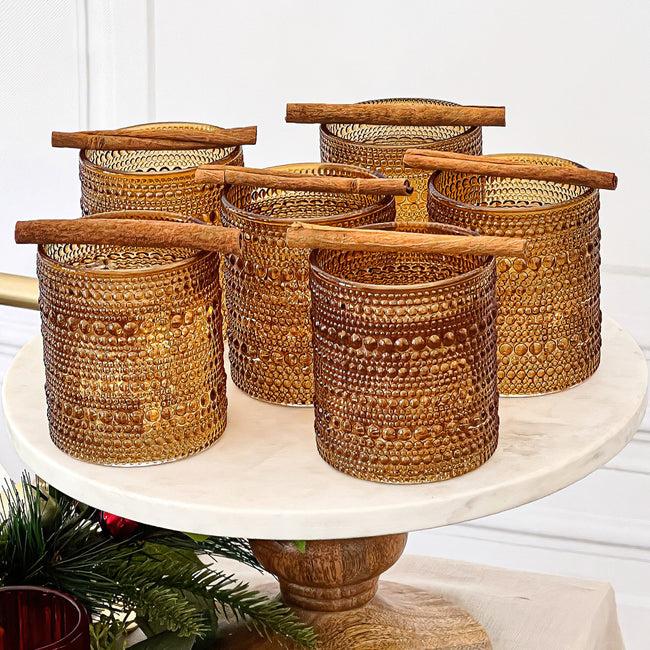 Kate Aspen 10 Oz. Textured Beaded Amber Old Fashion Drinking Glasses (Set Of 6)