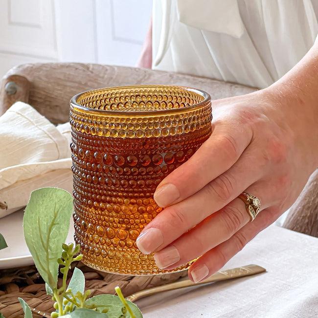 Kate Aspen 10 Oz. Textured Beaded Amber Old Fashion Drinking Glasses (Set Of 6)