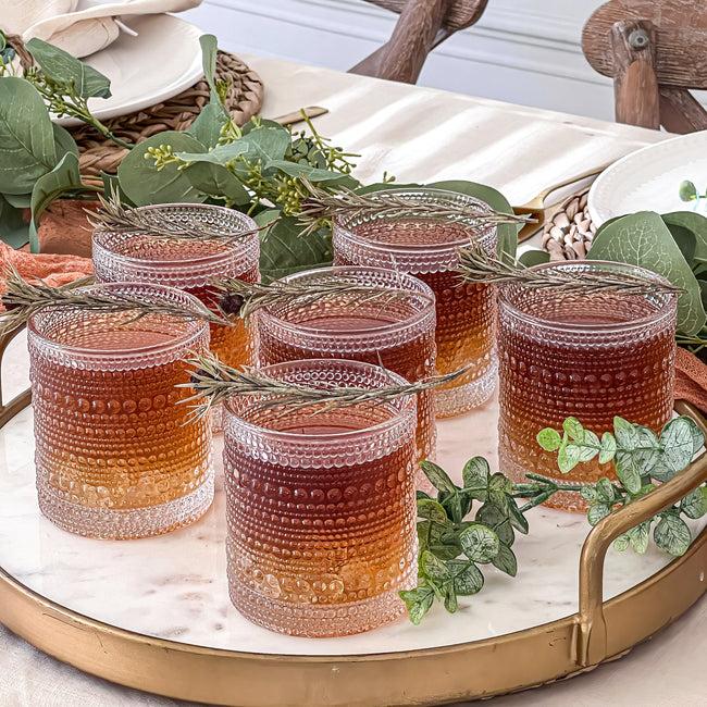 Kate Aspen 10 Oz. Textured Beaded Clear Old Fashion Drinking Glasses (Set Of 6)