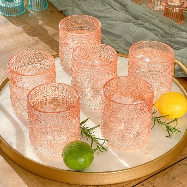 Kate Aspen 10 Oz. Textured Beaded Rose Gold Old Fashion Drinking Glasses (Set Of 6)