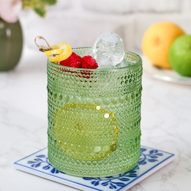 Kate Aspen 10 Oz. Textured Beaded Sage Green Old Fashion Drinking Glasses (Set Of 6)