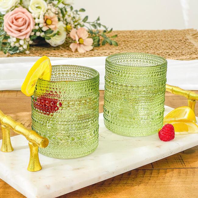Kate Aspen 10 Oz. Textured Beaded Sage Green Old Fashion Drinking Glasses (Set Of 6)