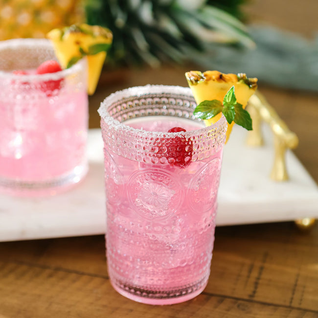 Kate Aspen 13 Oz. Hobnail Beaded Floral Clear Drinking Glasses (Set Of 6)