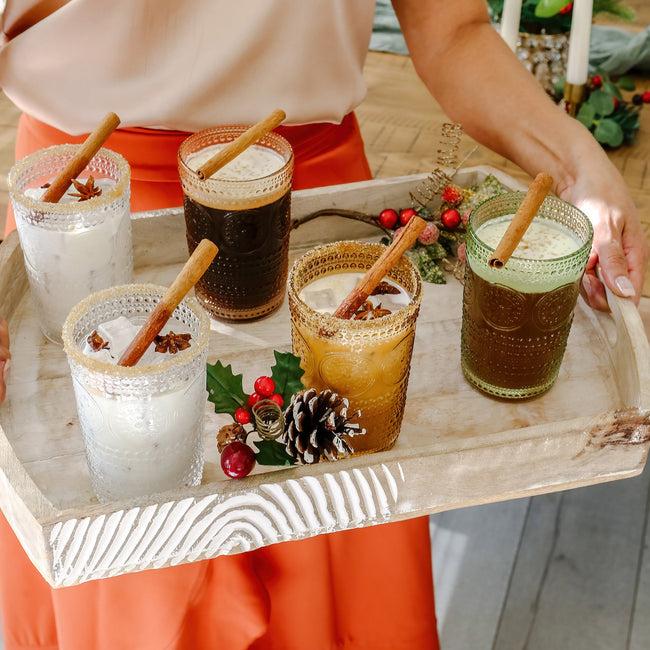 Kate Aspen 13 Oz. Hobnail Beaded Floral Green Drinking Glasses (Set Of 6)