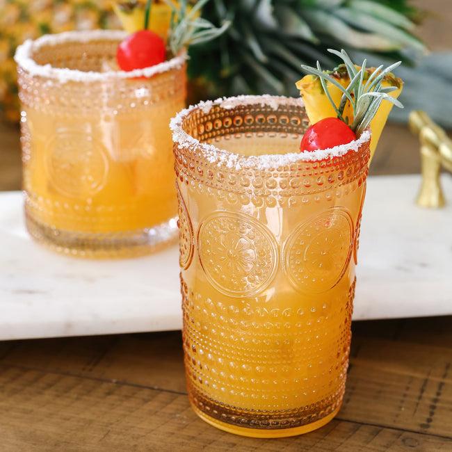 Kate Aspen 13 Oz. Hobnail Beaded Floral Rose Gold Drinking Glasses (Set Of 6)