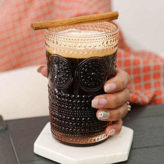 Kate Aspen 13 Oz. Hobnail Beaded Floral Rose Gold Drinking Glasses (Set Of 6)