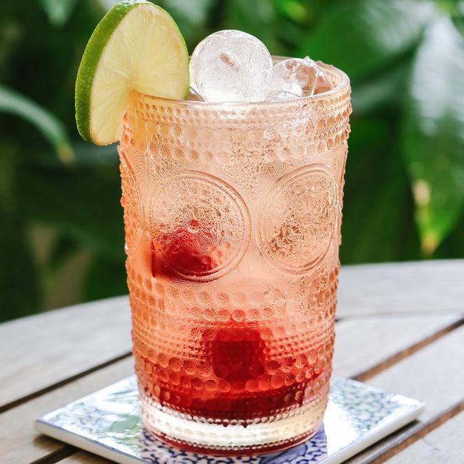 kate aspen 13 oz. Hobnail Beaded Floral Rose Gold Drinking Glasses (Set of 6)