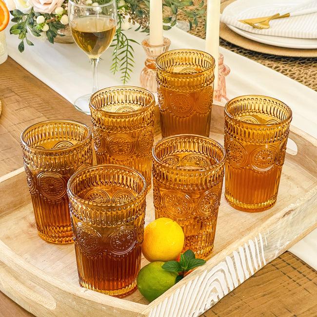 Kate Aspen 13 Oz. Vintage Textured Amber Drinking Glasses (Set Of 6)