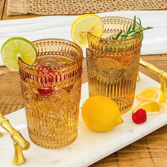 kate aspen 13 oz. Vintage Textured Amber Drinking Glasses (Set of 6) kate aspen 13 oz. Vintage Textured Amber Drinking Glasses (Set of 6)