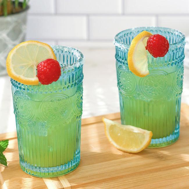 Kate Aspen 13 Oz. Vintage Textured Aqua Blue Drinking Glasses (Set Of 6)