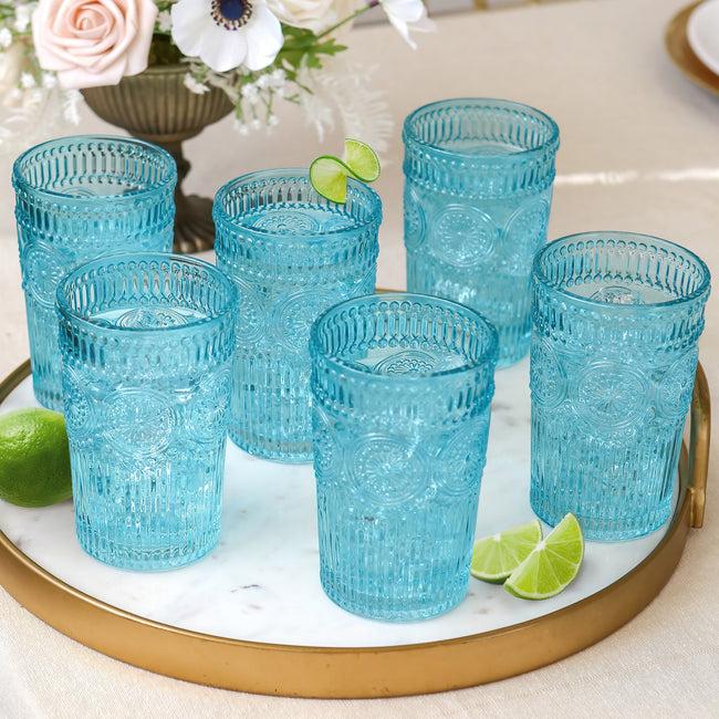kate aspen 13 oz. Vintage Textured Aqua Blue Drinking Glasses (Set of 6) kate aspen 13 oz. Vintage Textured Aqua Blue Drinking Glasses (Set of 6)