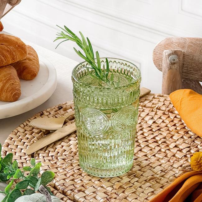 Kate Aspen 13 Oz. Vintage Textured Sage Green Drinking Glasses (Set Of 6)
