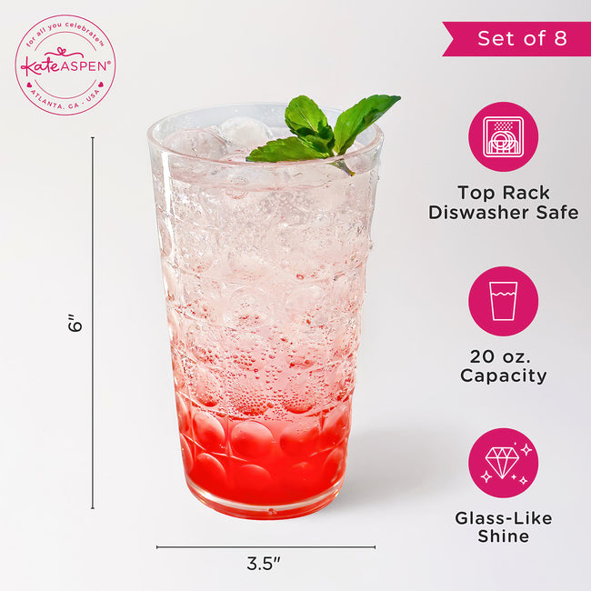 Kate Aspen 19 Oz Clear Acrylic Hobnail Bubble Cups Set Of 8