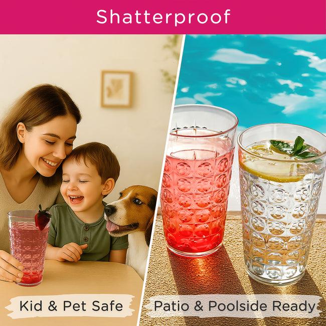 Kate Aspen 19 Oz Clear Acrylic Hobnail Bubble Cups Set Of 8