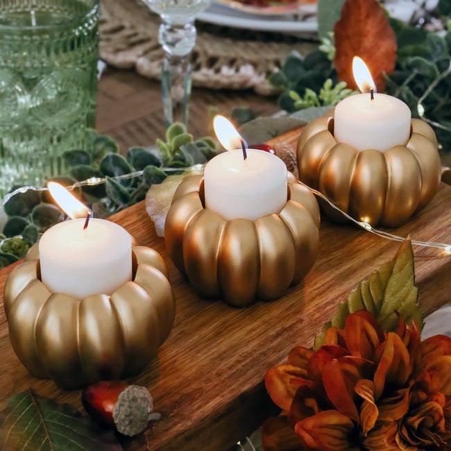 Kate Aspen 2-in-1 Pumpkin Tealight/Candlestick Holder (Set Of 6) - Gold