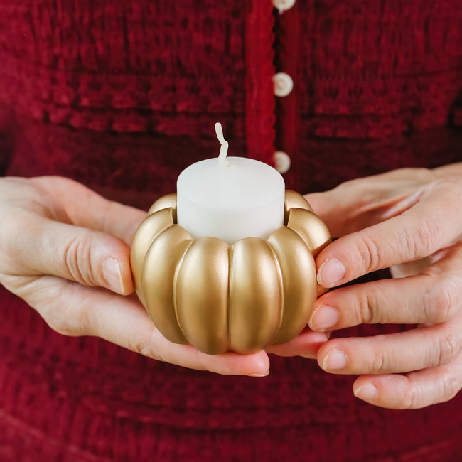 Kate Aspen 2-in-1 Pumpkin Tealight/Candlestick Holder (Set Of 6) - Gold