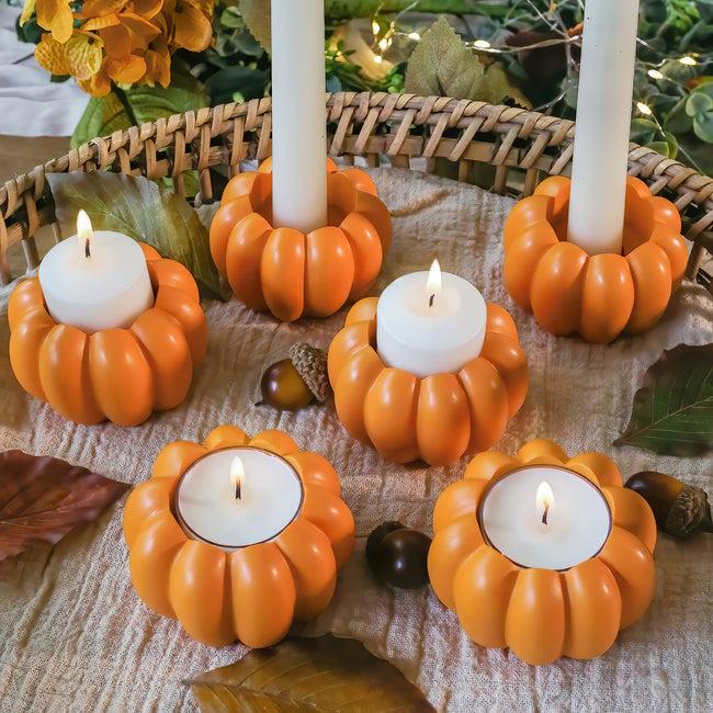 kate aspen 2-in-1 Pumpkin Tealight/Candlestick Holder (Set of 6) - Orange