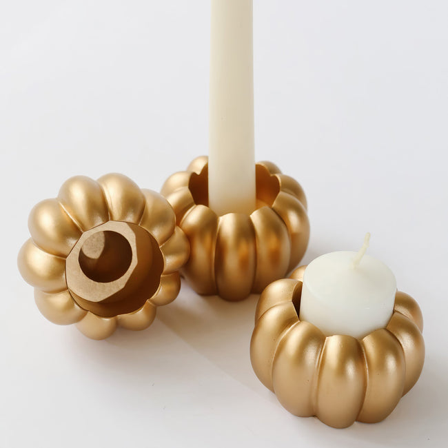 kate aspen 2-in-1 Pumpkin Tealight/Candlestick Holder (Set of 6) - Gold