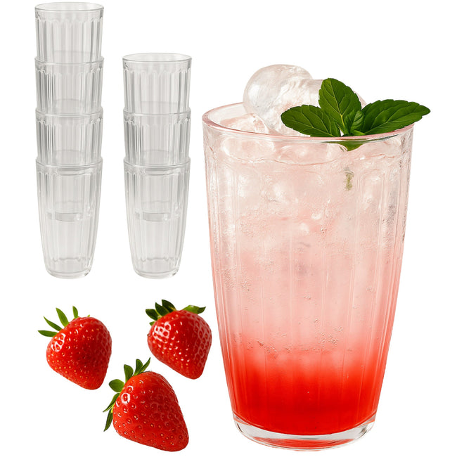 Kate Aspen 21 Oz Ribbed Acrylic Clear Cups Set Of 8
