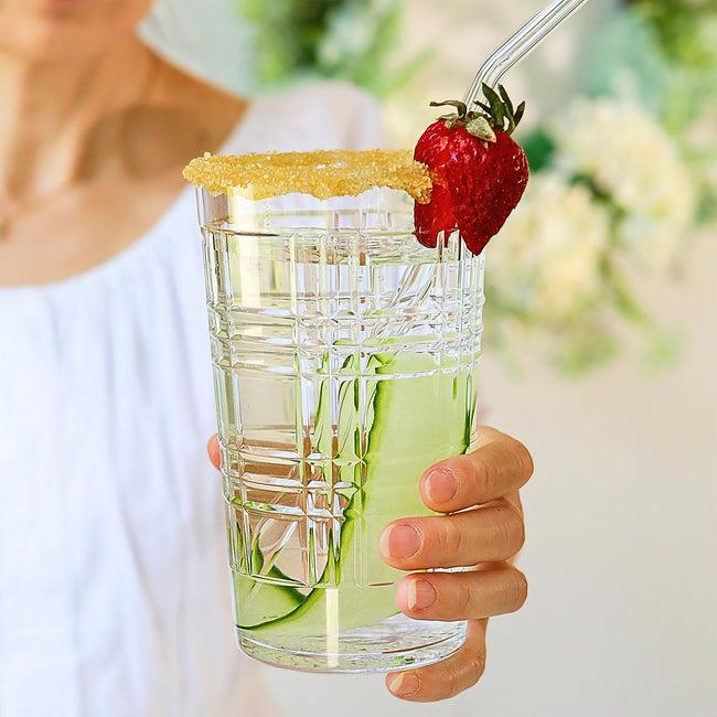 kate Aspen 22 Oz Plaid Detailed Acrylic Clear Cups Set Of 8