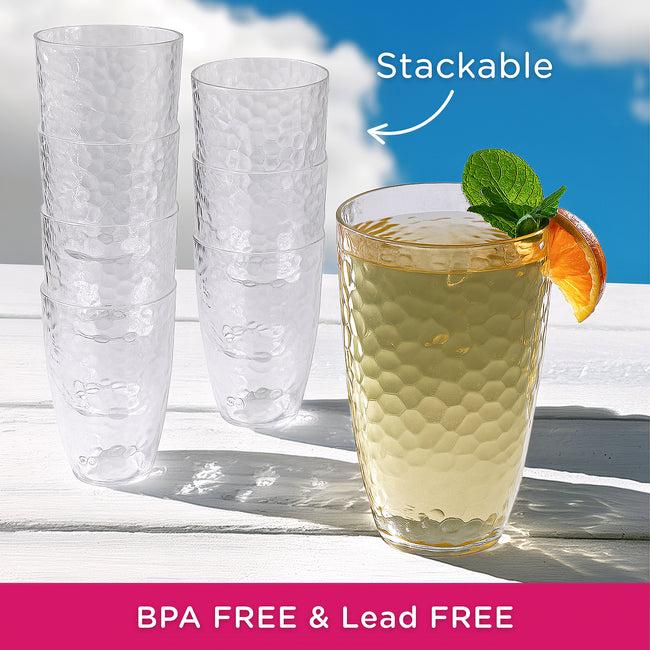 Kate Aspen 23 Oz Hammered Acrylic Clear Cups Set Of 8