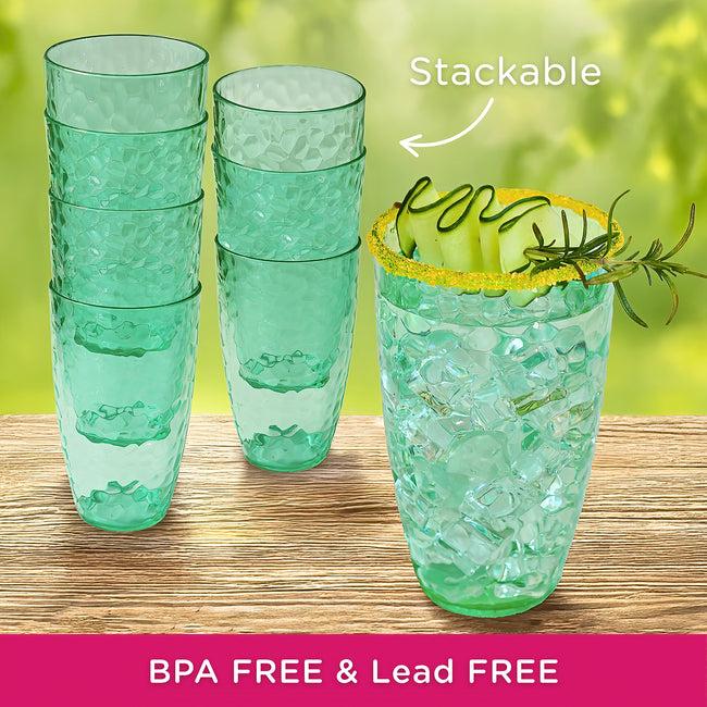 Kate Aspen 23 Oz Hammered Teal Acrylic Cups Set Of 8