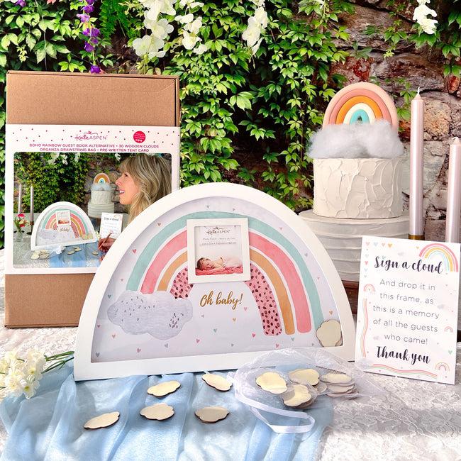 kate aspen Baby Shower Guest Book Alternative - Boho Rainbow Frame