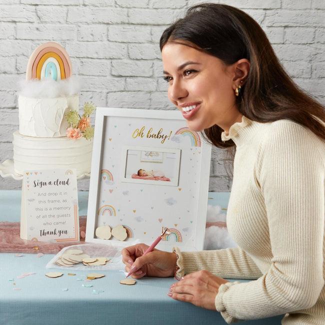 kate aspen Baby Shower Guest Book Alternative - Boho Rainbow
