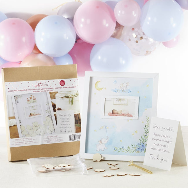 Kate Aspen Baby Shower Guest Book Alternative - Elephant Baby Shower (Blue)