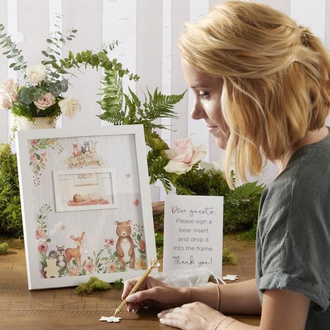 kate aspen Baby Shower Guest Book Alternative - Woodland Baby (Pink)