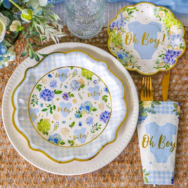 Kate Aspen Baby Shower Onesie Floral Tableware Set - Blue
