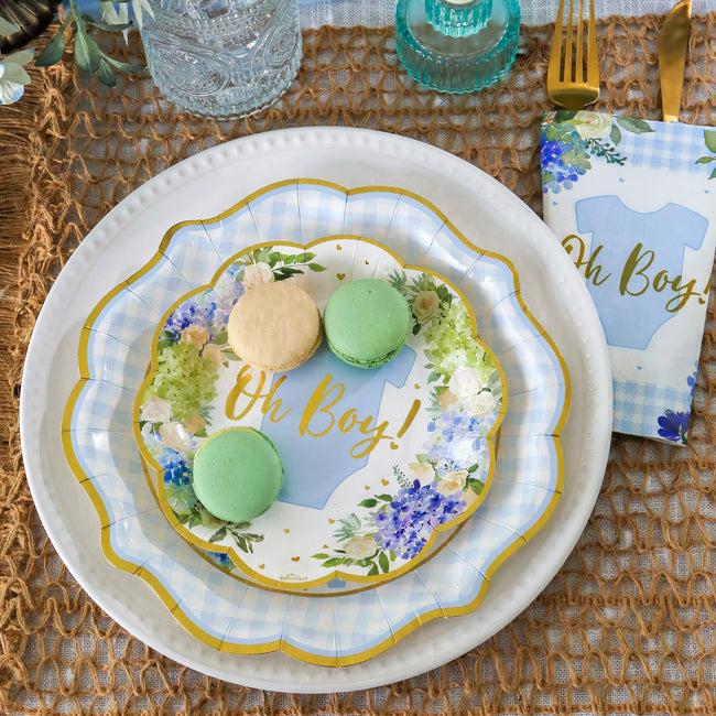 Kate Aspen Baby Shower Onesie Floral Tableware Set - Blue