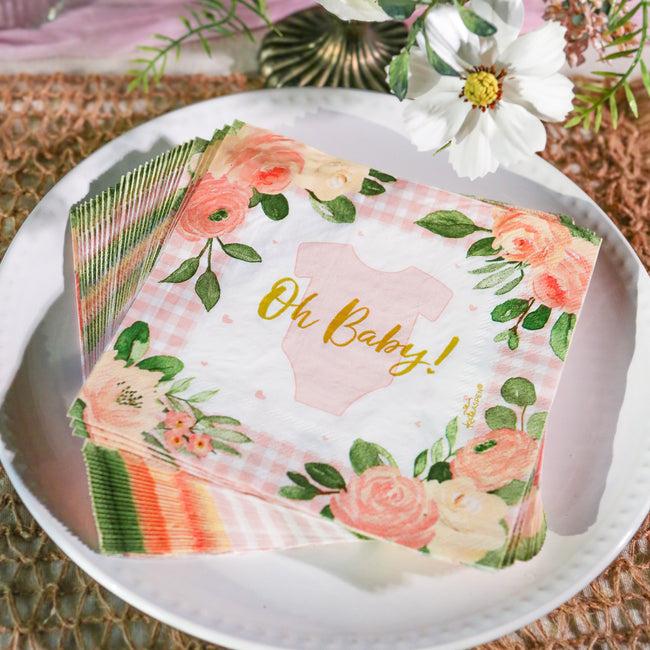 Kate Aspen Baby Shower Onesie Tableware Set - Pink Floral