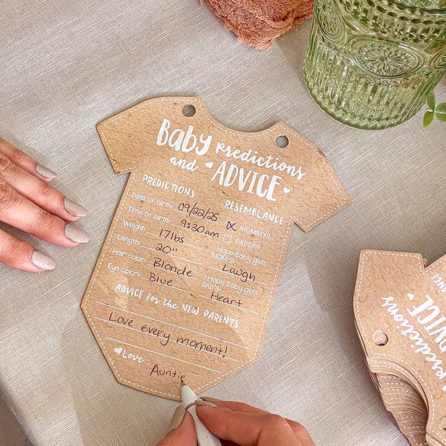 Kate Aspen Baby Shower Prediction Advice Card Keepsake Book - Kraft Onesie Shape (Set Of 50)