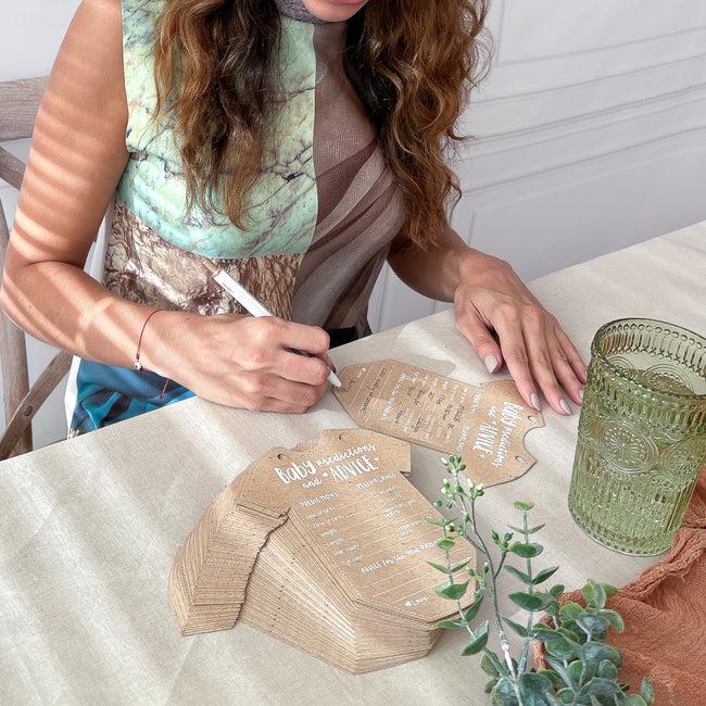 Kate Aspen Baby Shower Prediction Advice Card Keepsake Book - Kraft Onesie Shape (Set Of 50)