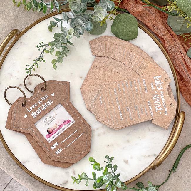 kate aspen Baby Shower Prediction Advice Card Keepsake Book - Kraft Onesie Shape (Set of 50)